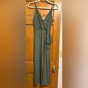 Kaileigh Forest Green and White Striped Outfit